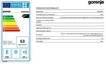 Gorenje R 6093 ARD Energielabel und technische Daten